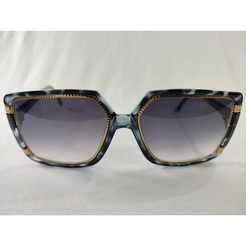 Vintage Ted Lapidus‎ Paris TL 15 09 Sunglasses 1970s France Grey Gold Oversized